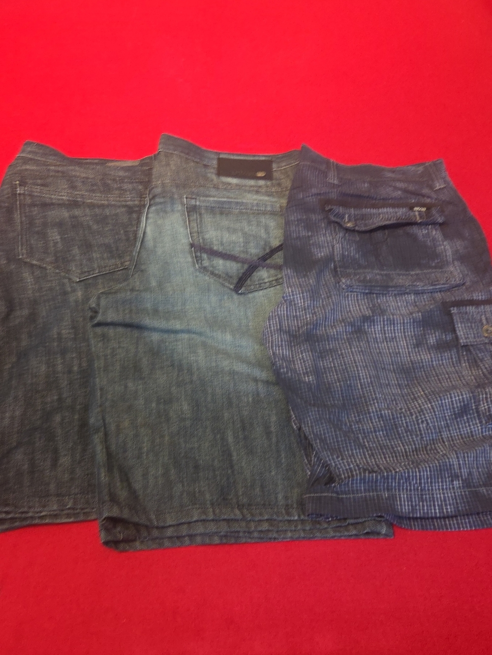Lot of 3 men's waist size 36  Blue Denim Shorts +1 cargo short by Marc Ecko